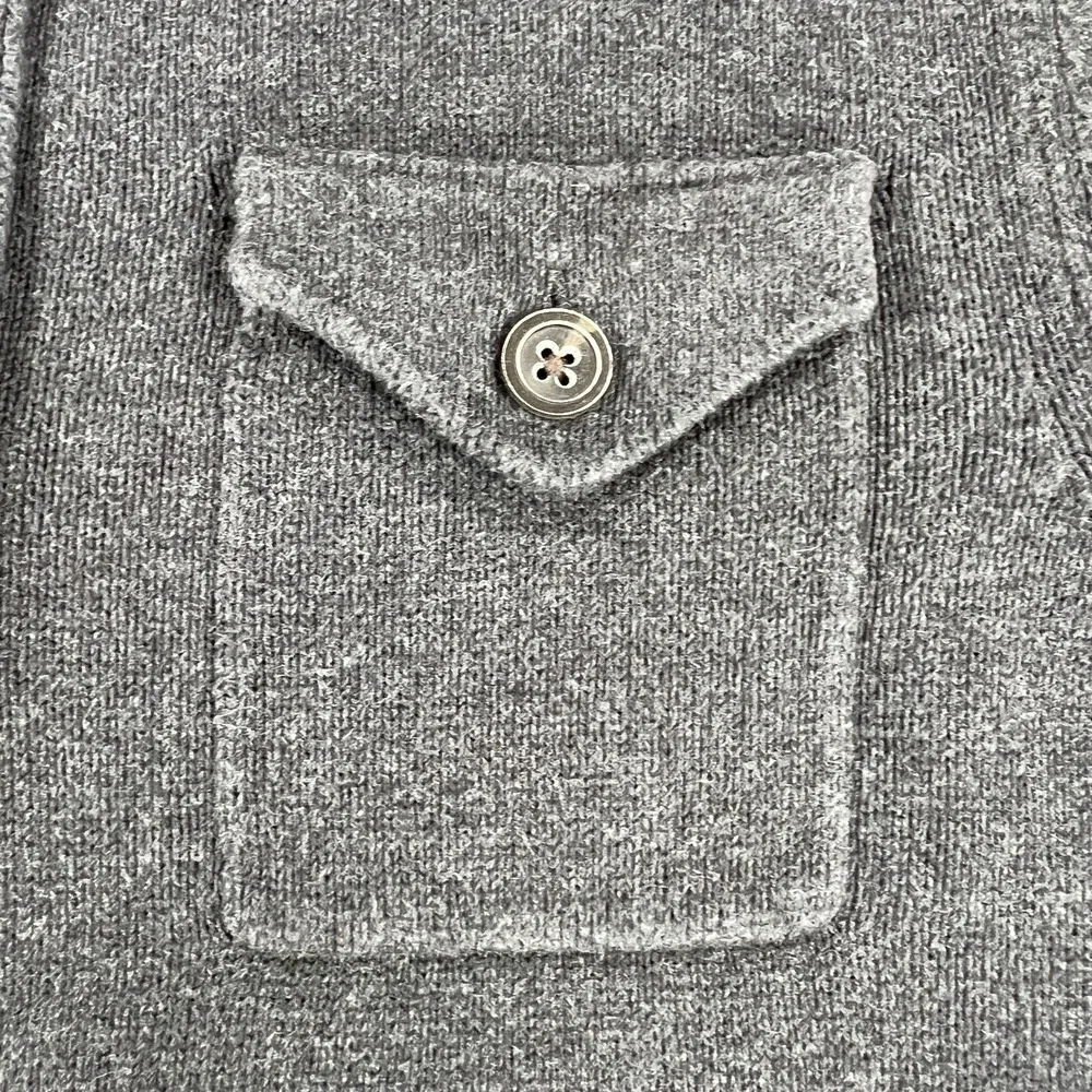 Banana Republic Sweater Mens Large Gray Long Sleeve Mock Neck 1/4 Button Up